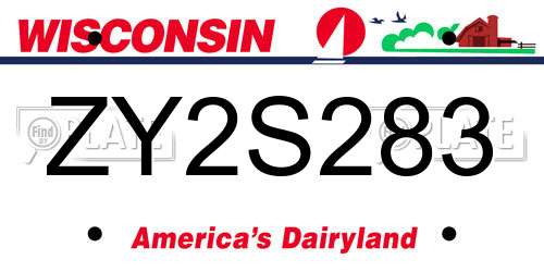 ZY2S283 Wisconsin License Plate