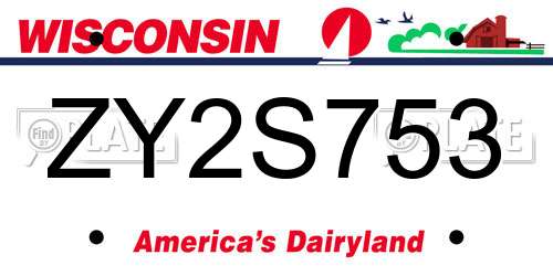 ZY2S753 Wisconsin License Plate