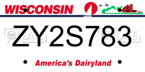 ZY2S783 Wisconsin License Plate