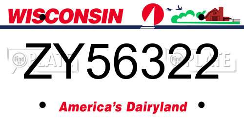 ZY56322 Wisconsin License Plate