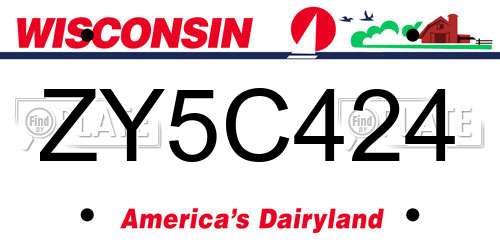 ZY5C424 Wisconsin License Plate