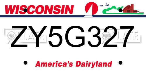 ZY5G327 Wisconsin License Plate