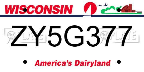 ZY5G377 Wisconsin License Plate