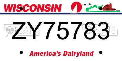 ZY75783 Wisconsin License Plate