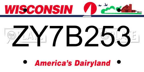 ZY7B253 Wisconsin License Plate