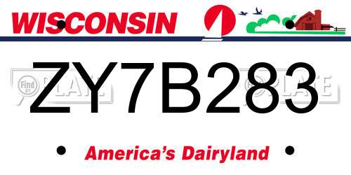 ZY7B283 Wisconsin License Plate