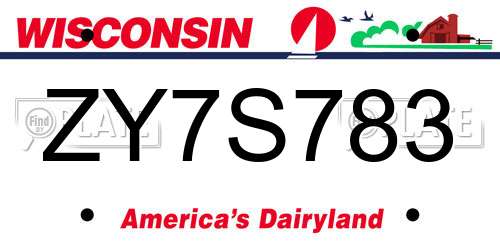 ZY7S783 Wisconsin License Plate