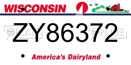 ZY86372 Wisconsin License Plate