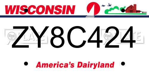 ZY8C424 Wisconsin License Plate