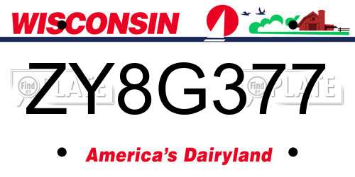 ZY8G377 Wisconsin License Plate