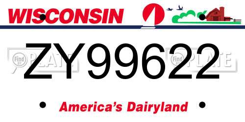 ZY99622 Wisconsin License Plate