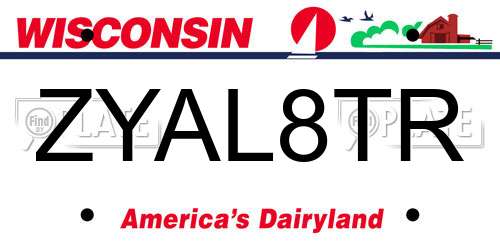 ZYAL8TR Wisconsin License Plate