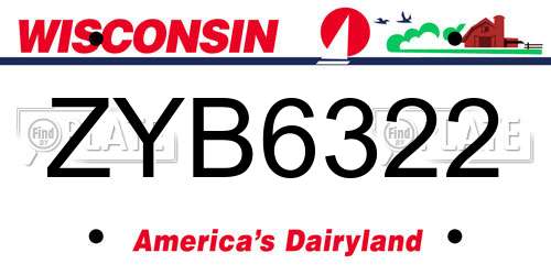 ZYB6322 Wisconsin License Plate