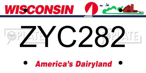ZYC282 Wisconsin License Plate