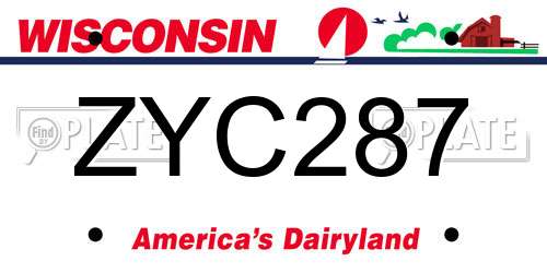 ZYC287 Wisconsin License Plate