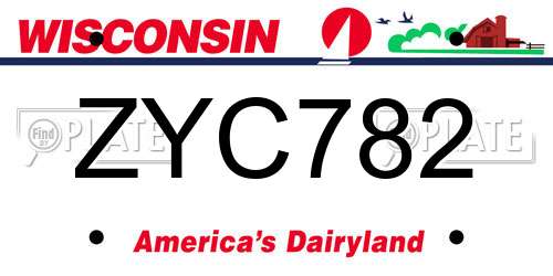 ZYC782 Wisconsin License Plate