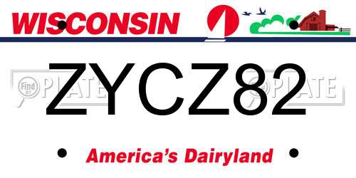 ZYCZ82 Wisconsin License Plate