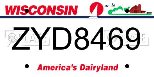 ZYD8469 Wisconsin License Plate
