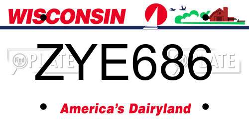 ZYE686 Wisconsin License Plate