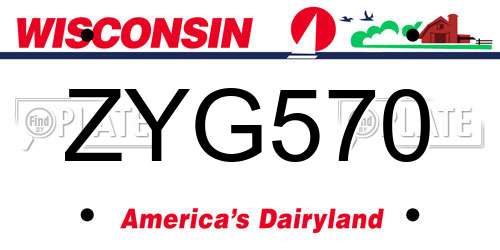 ZYG570 Wisconsin License Plate