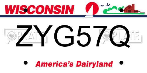 ZYG57Q Wisconsin License Plate