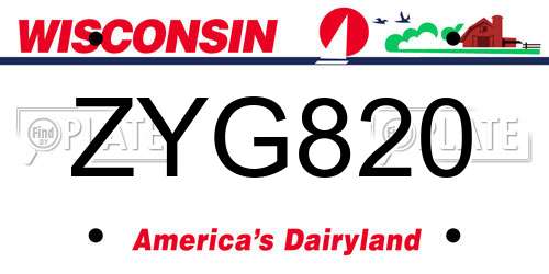 ZYG820 Wisconsin License Plate