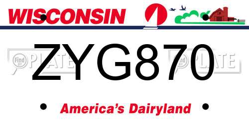 ZYG870 Wisconsin License Plate