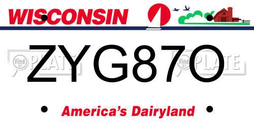 ZYG87O Wisconsin License Plate