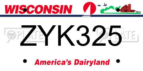 ZYK325 Wisconsin License Plate