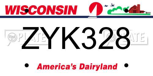 ZYK328 Wisconsin License Plate