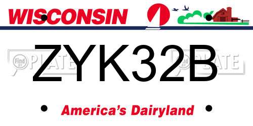 ZYK32B Wisconsin License Plate