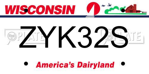 ZYK32S Wisconsin License Plate