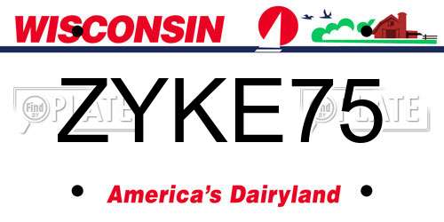 ZYKE75 Wisconsin License Plate