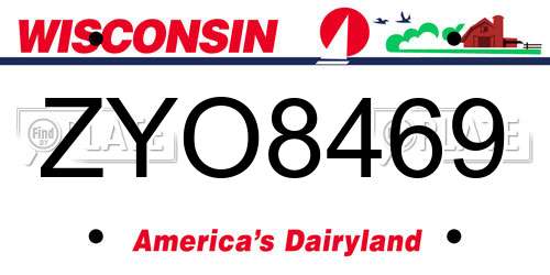ZYO8469 Wisconsin License Plate