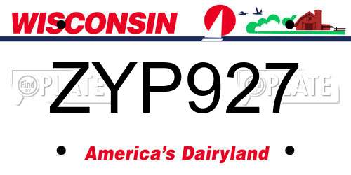 ZYP927 Wisconsin License Plate