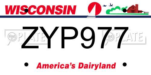 ZYP977 Wisconsin License Plate
