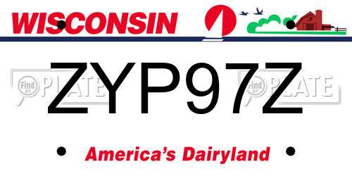 ZYP97Z Wisconsin License Plate