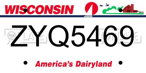 ZYQ5469 Wisconsin License Plate