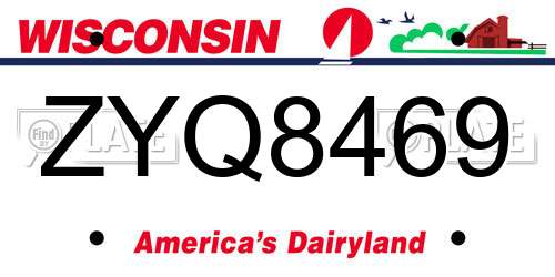 ZYQ8469 Wisconsin License Plate
