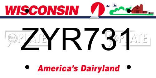 ZYR731 Wisconsin License Plate