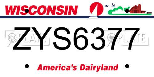 ZYS6377 Wisconsin License Plate