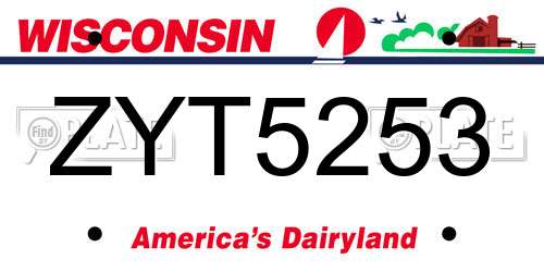 ZYT5253 Wisconsin License Plate