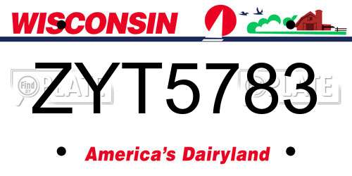 ZYT5783 Wisconsin License Plate