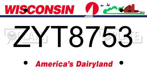 ZYT8753 Wisconsin License Plate