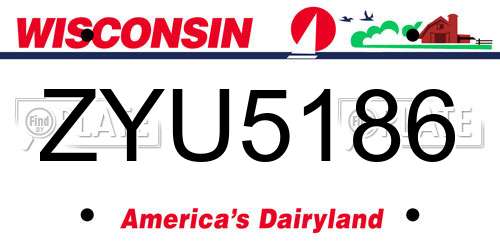 ZYU5186 Wisconsin License Plate