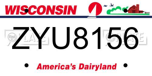 ZYU8156 Wisconsin License Plate