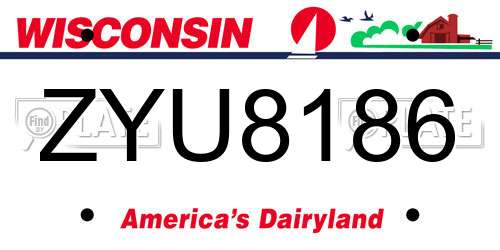 ZYU8186 Wisconsin License Plate