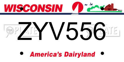 ZYV556 Wisconsin License Plate