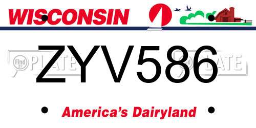 ZYV586 Wisconsin License Plate