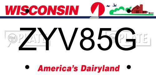 ZYV85G Wisconsin License Plate